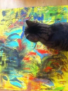 cat on painting